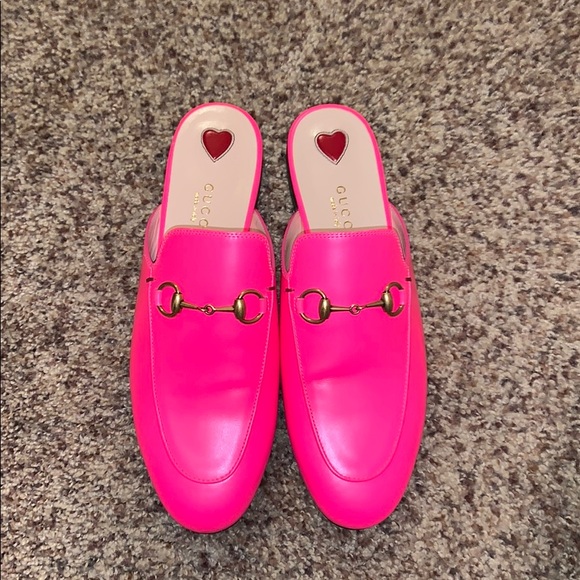 hot pink gucci mules